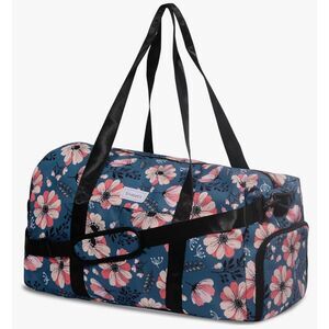 New Sivaletis 22” Large Duffle Bag with Shoe Pocket Navy Floral Weekender Gym